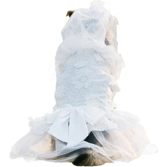 UOSIA Large Dog Wedding Dress with Veil Dog Birthday Outfit Set