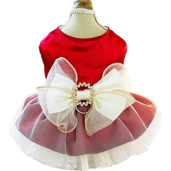 UOSIA Pet Denim Dress with Cute Bow-Knot Comfy Vest Skirt Lace Trim Tutu Clothes