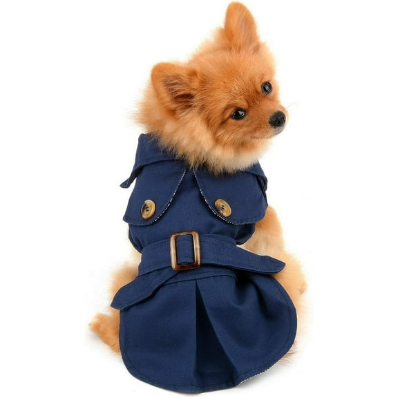 UOSIA Pet Trench Coat for Small Dogs Windproof Fashion Jacket Belted Dog Clothes