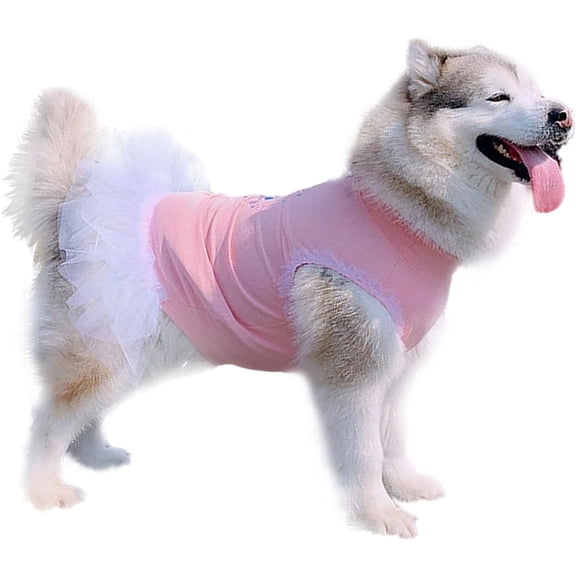UOSIA Pink Large Dog Princess Dresses Girl Stretchy Pullover Pet Tutu Skirt for Birthday,XL,Pink Tutu Dress