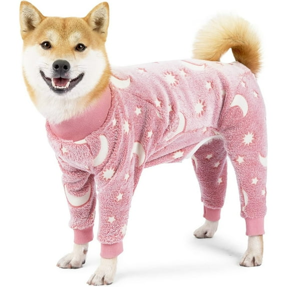 UOSIA Plush Dog Pajamas for Cold Weather 4 Legs Clothes Dog Stretch Fit Medium Dog