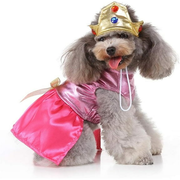 UOSIA Princess Dog Costume Pink Princess Dress, Cute Queen Dog Halloween Costume