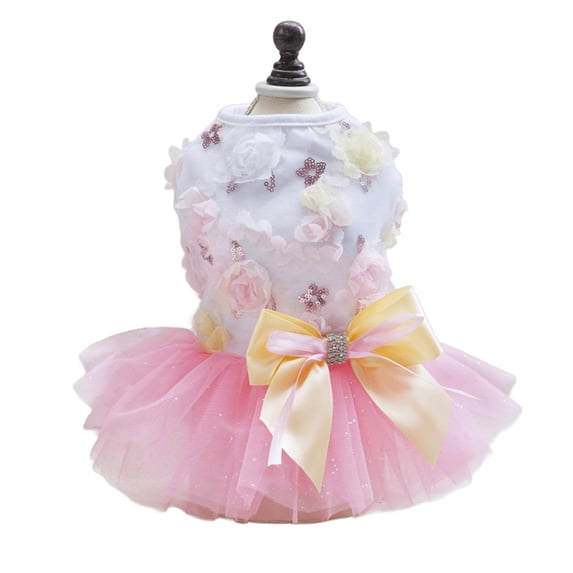 UOSIA Puppy Skirt Dog Dresses for Small Dogs Princess Tutu Flower Luxury Wedding Lace Dresses for Puppy Girls Cats