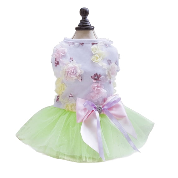 UOSIA Puppy Skirt Dog Dresses for Small Dogs Princess Tutu Flower Luxury Wedding Lace Dresses for Puppy Girls Cats