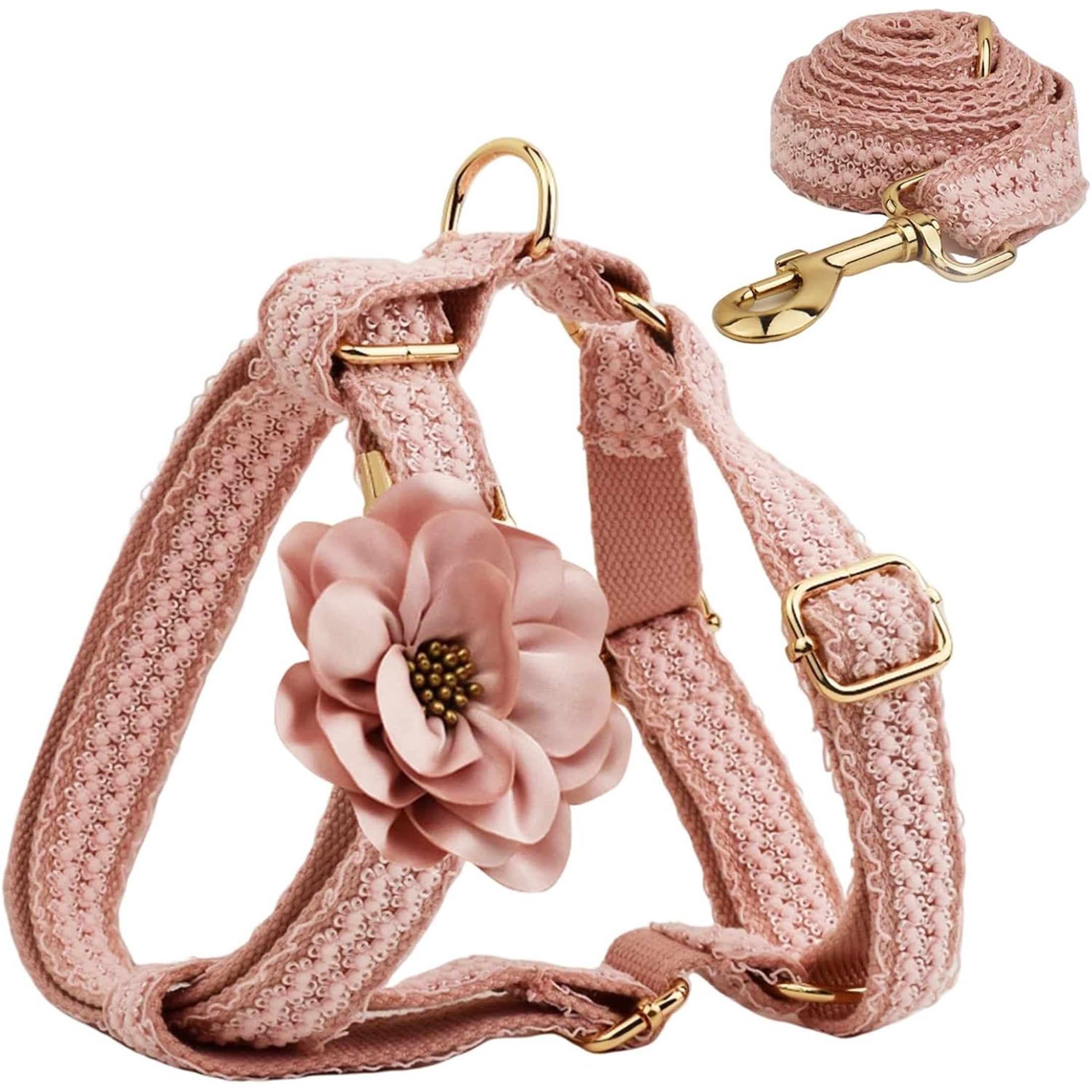 UOSIA Soft Lace Dog Harness and Leash Set,Adjustable Dog Wedding Harness Vest