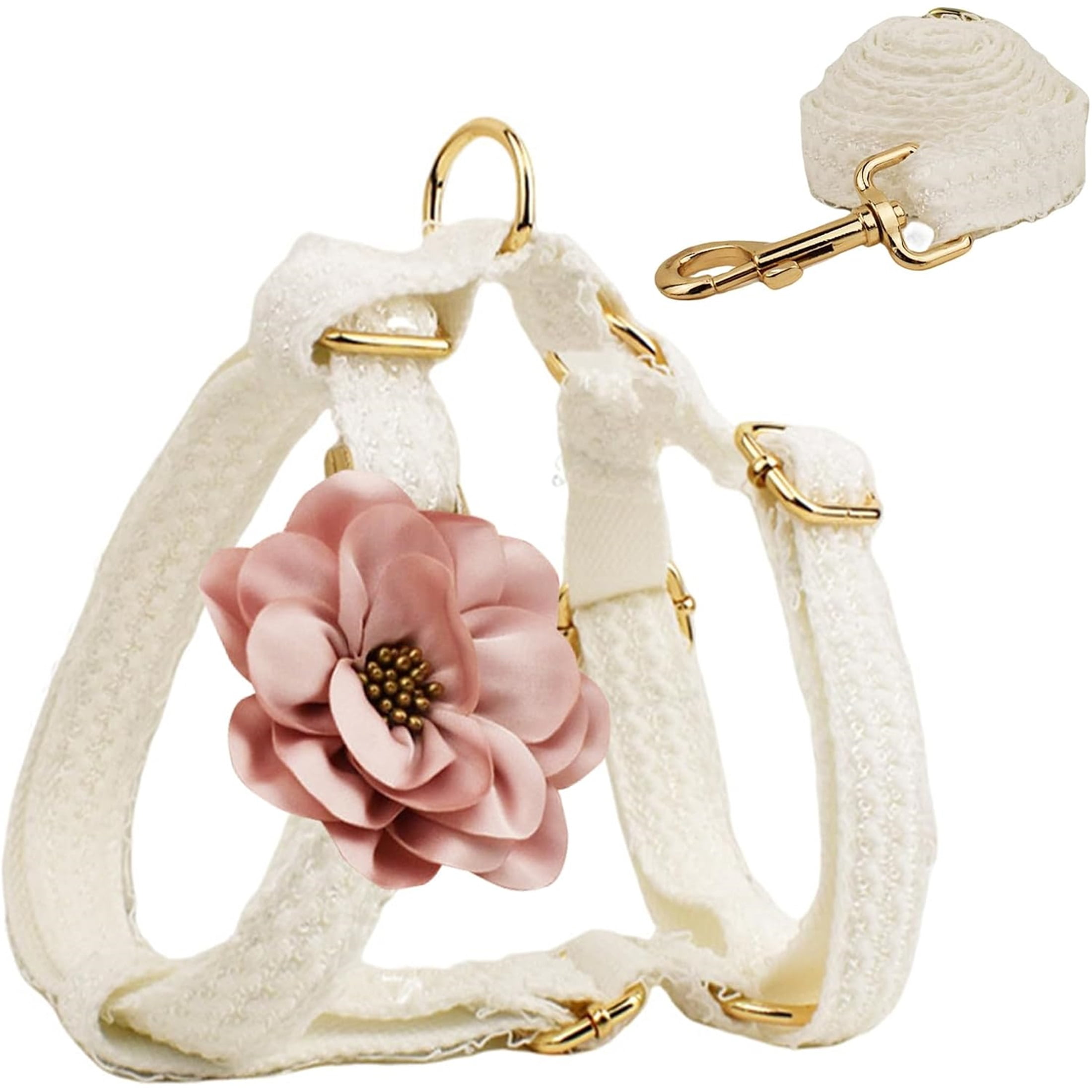 UOSIA Soft Lace Dog Harness and Leash Set,Adjustable Dog Wedding Harness Vest