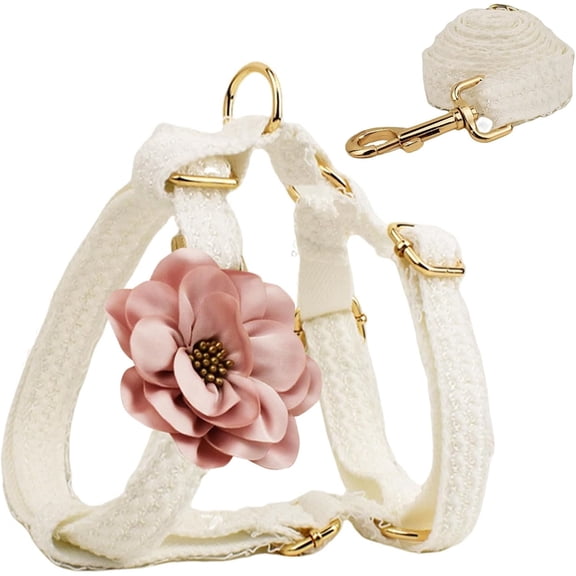 UOSIA Soft Lace Dog Harness and Leash Set,Adjustable Dog Wedding Harness Vest