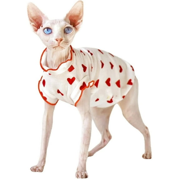 UOSIA Sphynx Cat Clothes Thin Hairless Cat Pajamas Cotton Cat Coat Vest