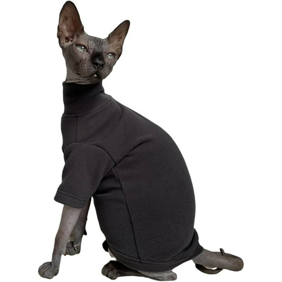 UOSIA Sphynx Cats Solid Warm Fleece Shirt Cat Turtleneck Thermal Hairless Cat Clothes