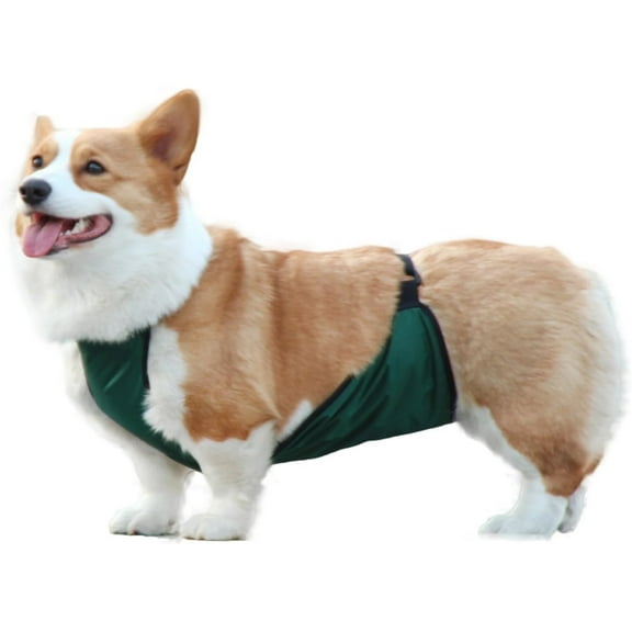 UOSIA Waterproof Dog Belly Cover Short Legged Female/Male Dog Chest Protector Warm Dog Vest,L,green-Female