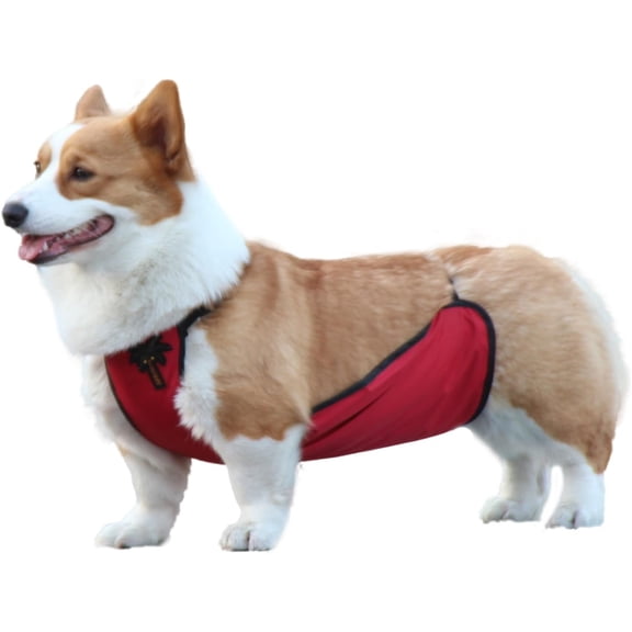 UOSIA Waterproof Dog Belly Cover Short Legged Female/Male Dog Chest Protector Warm Dog Vest,L,red-Female