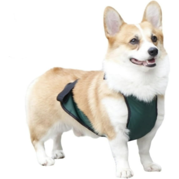 UOSIA Waterproof Dog Belly Cover Short Legged Female/Male Dog Chest Protector Warm Dog Vest,M,green-Male