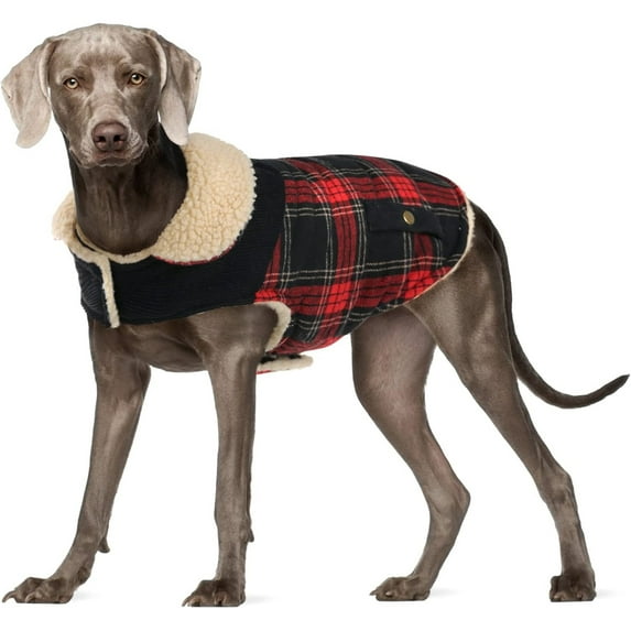 UOSIA Winter Coat for Small and Medium Dogs, Puppy Plaid Jacket, Pet Thickened Outfits