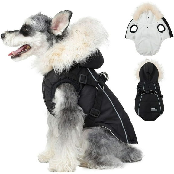 UOSIA Winter Coat with Waterproof Fabric and Hood, Dog Jacket with Reflective Strap