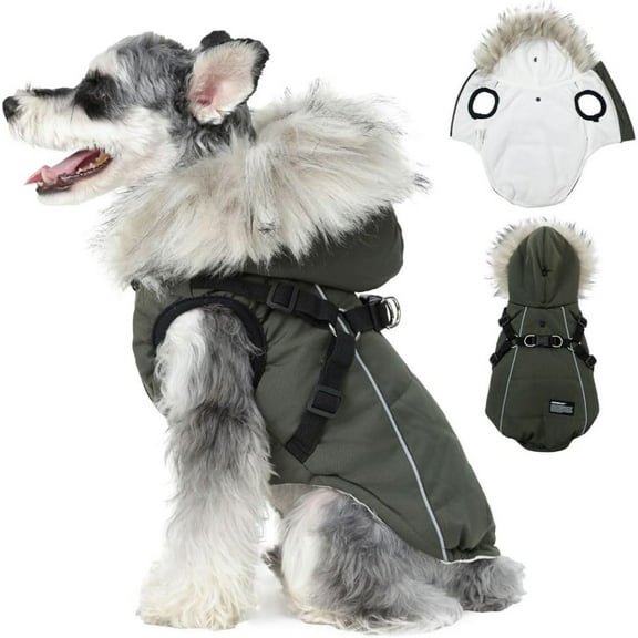 UOSIA Winter Coat with Waterproof Fabric and Hood, Dog Jacket with Reflective Strap