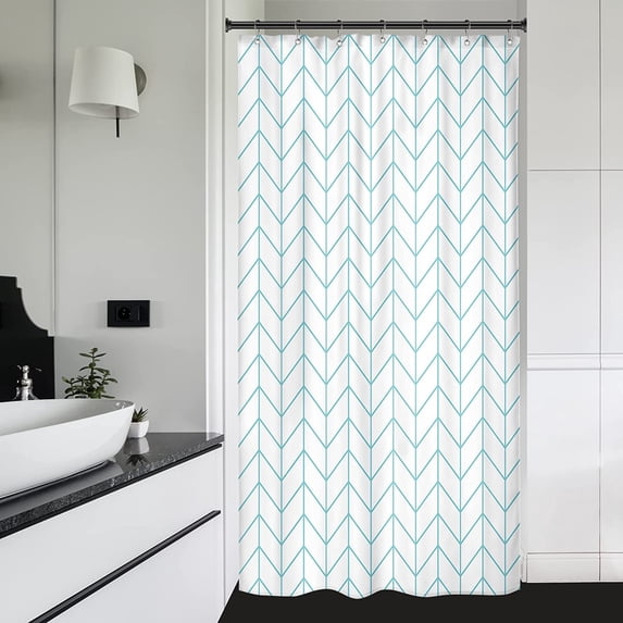 UOWRPOZ Geometric Chevron Striped Polyester Shower Curtain, 36" x 72" Waterproof