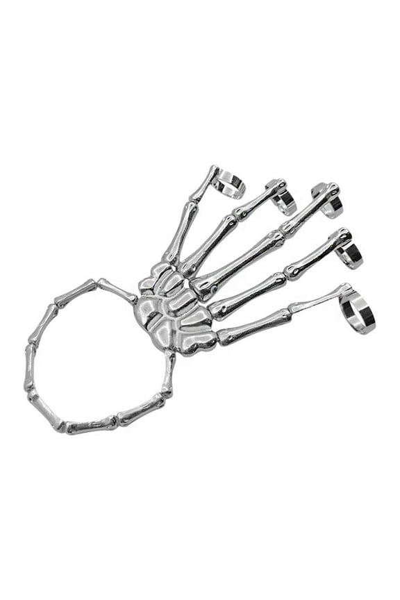 Halloween Skull Fingers Metal Skeleton Hand Bracelet,Handmade Halloween Metal Skeleton Bangle Horror Halloween Goth Ghost Claw Jewelry Ornaments for Women Men