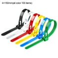 UOYOTT 100 PCS Color Reusable Zip Ties,Releasable Cable Zipper Cable Ties,SelfLocking Nylon