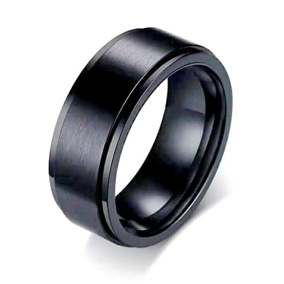 UOYOTT Anti-anxiety Spinner Fidget Rotating Rings Stainless Steel Black Men&Women Fast