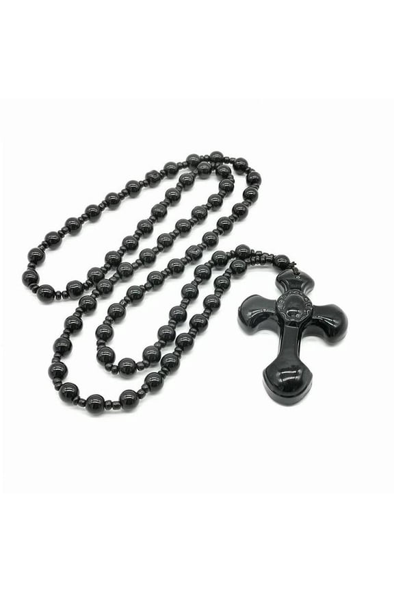 Black Obsidian Stone Cross Necklace Jewelry For Men Womens Pendants Amulet Gifts R1V3
