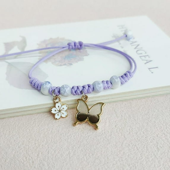 UOYOTT Butterfly Pendant Bracelet Summer Lucky Adjustable Friendship Bracelet>