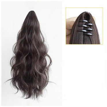 UOYOTT Curly Ponytail Extension Human Hair Hairpiece Drawstring PonyTail Clip On