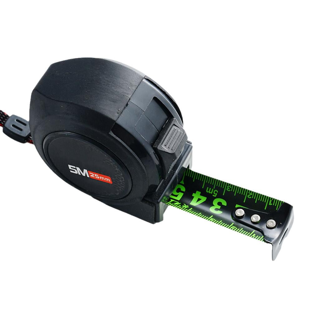 10M/32.8ft Fluorescent Steel Tape Measure - Double Sided, 25mm Wide, Waterproof, Self-Lock, Easy Read