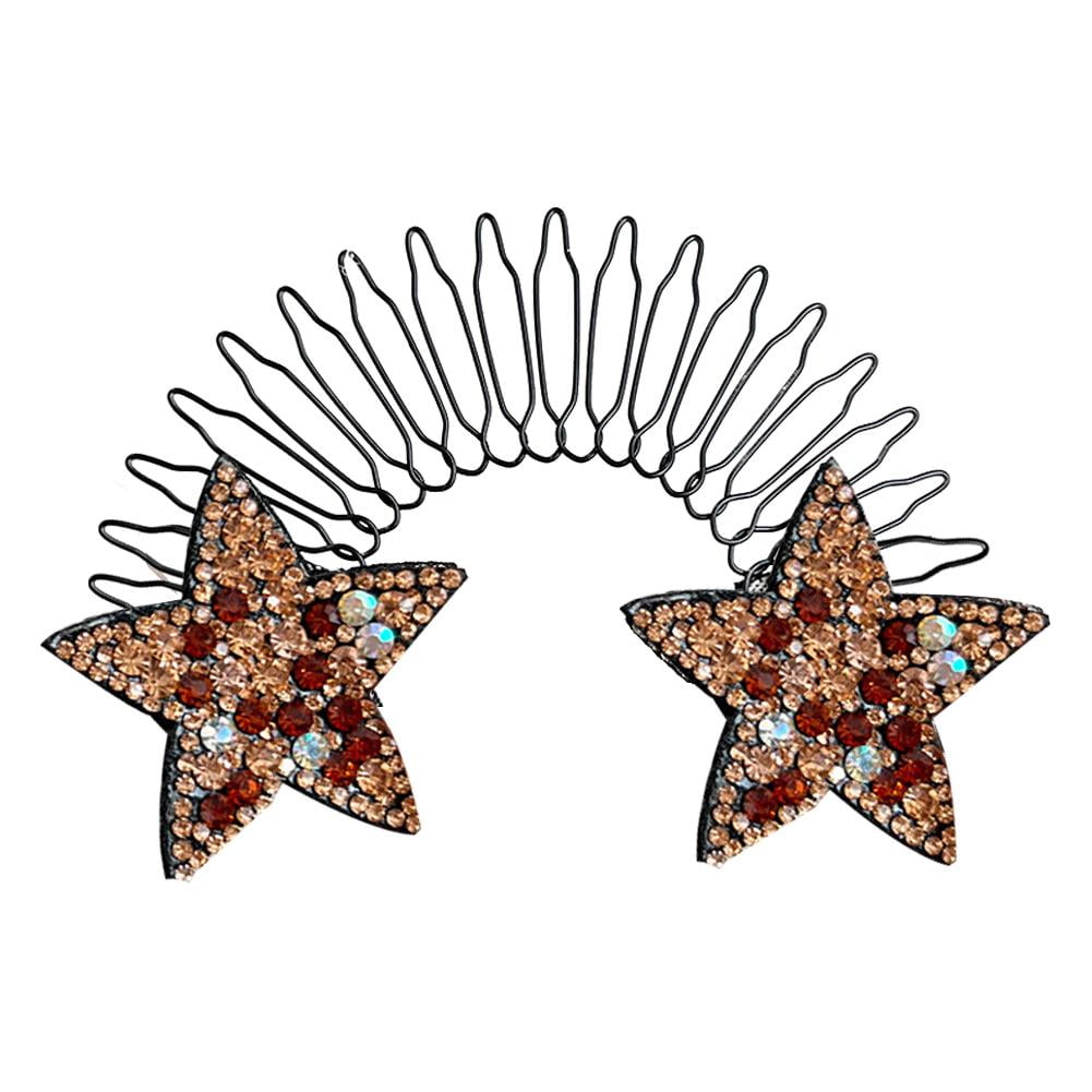 UOYOTT Hair Finishing Clip Bangs Fixed Insert Comb Rhinestone Stars ...