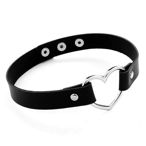 UOYOTT PU Leather Choker Necklace Adjustable Heart Chain Neck Collar Goth Punk WomenUS Z5P5