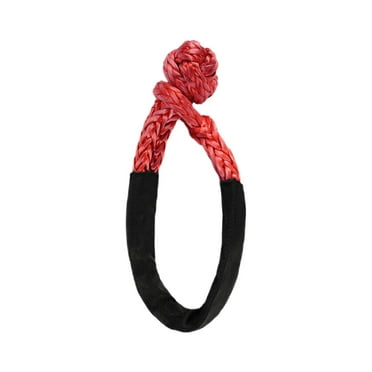 AstraDepot Recovery Snatch Ring 41000lbs & 1/2\" SK75 UHMWPE Soft Shackle 7.5T Kit For Tree Saver, Winch Strap, Tow Strap Emergency Truck Towing ATV UTV Off-Road 4WD (2X Shackle 2X Red Ring, Black