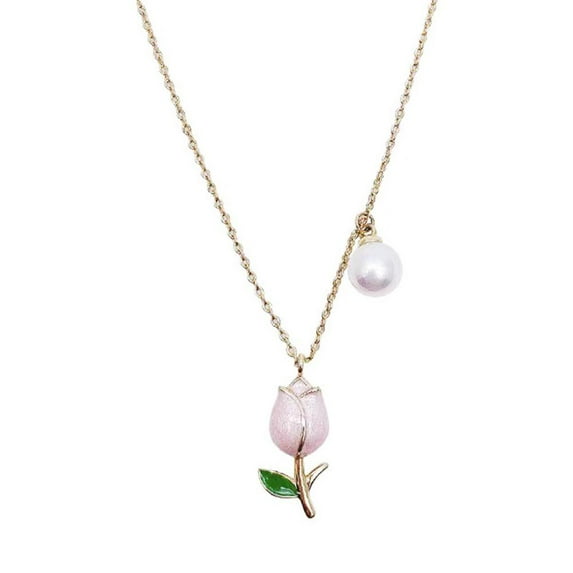 Elegant Alloy Tulip Flower Necklace and Earrings Set for Women Gift Giving Occasions