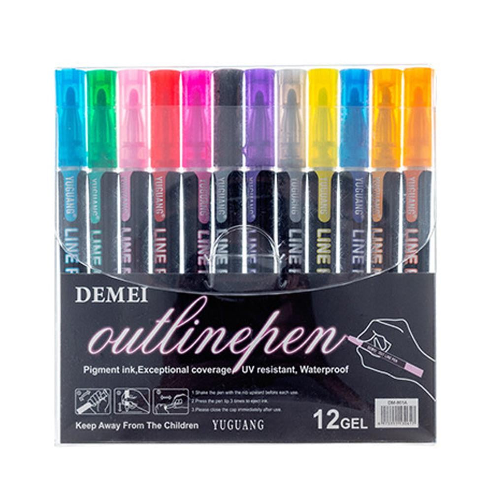 UOYOTT Super Squiggles Outline Pens Shimmer Markers Pens 12/24Colours ...