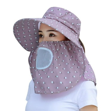 UOYOTT Women's Summer Wide Brim Sun Hat with Face Mask Neck Flap UV Protection Sun Cap for Outdoor Gardening Hiking