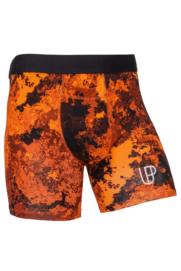 Men Modal Veil Camo Pouch Boxers with Quick-Release Fly (Hellfire Orange, Small)