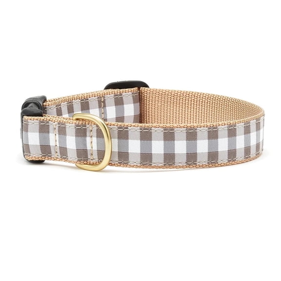 UP COUNTRY Gray Buffalo Check Dog Collar (XSmall (6""-12"") 5/8"" Width), Grey