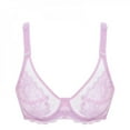 thumbnail image 1 of UP TO 15% OFF! Women's Sheer Mesh Bra See Through Unlined Sexy Lace Transparent Bras Non Padded, Pink, 34/75E, 1 of 6