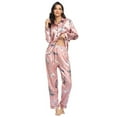 thumbnail image 1 of UP TO 15% OFF! Womens Silk Satin Pajamas Loungewear Two-piece Sleepwear Button-Down Pj Set, Pink, M, 1 of 6