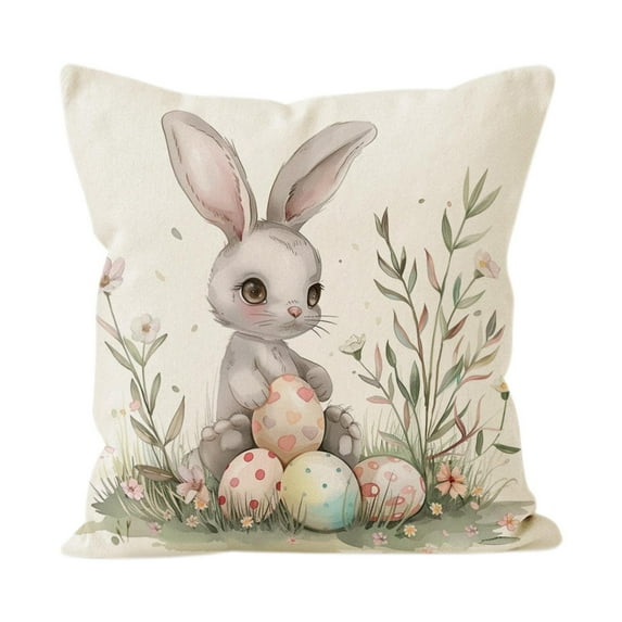 UP TO 70% OFF! YZEGDCH Easter Rabbit Throw Pillow Covers 18x18 Inch Spring Farmhouse Pillow Covers for Spring Farmhouse Decor Easter Gift
