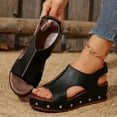 thumbnail image 1 of UP to 65% off Sandals for Women, Xunlbb Fashion Women Casual Round Head Comfy Sandals Beach Casual Shoes(Black,Size:43), 1 of 9