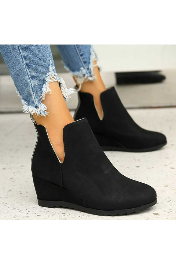 UP to 65% off Sandals for Women, Xunlbb Women's High Ankle Boots Chunky Heel Round Toe Ankle Boots(Black,Size:37)