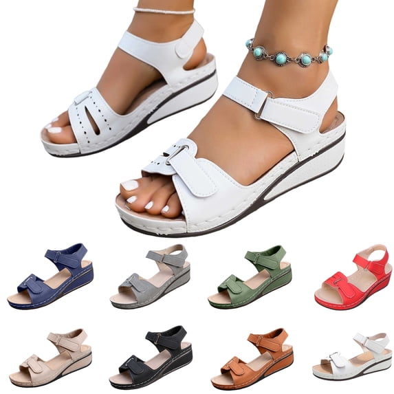 UP to 65% off Sandals for Women, Xunlbb Women's New Summer Fashion Breathable Lace Bun Strap Wedge Sandals(White,Size:36)