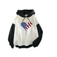 UPAIRC Women's American Flag Heart Printed Long Sleeve Hooded Pullover