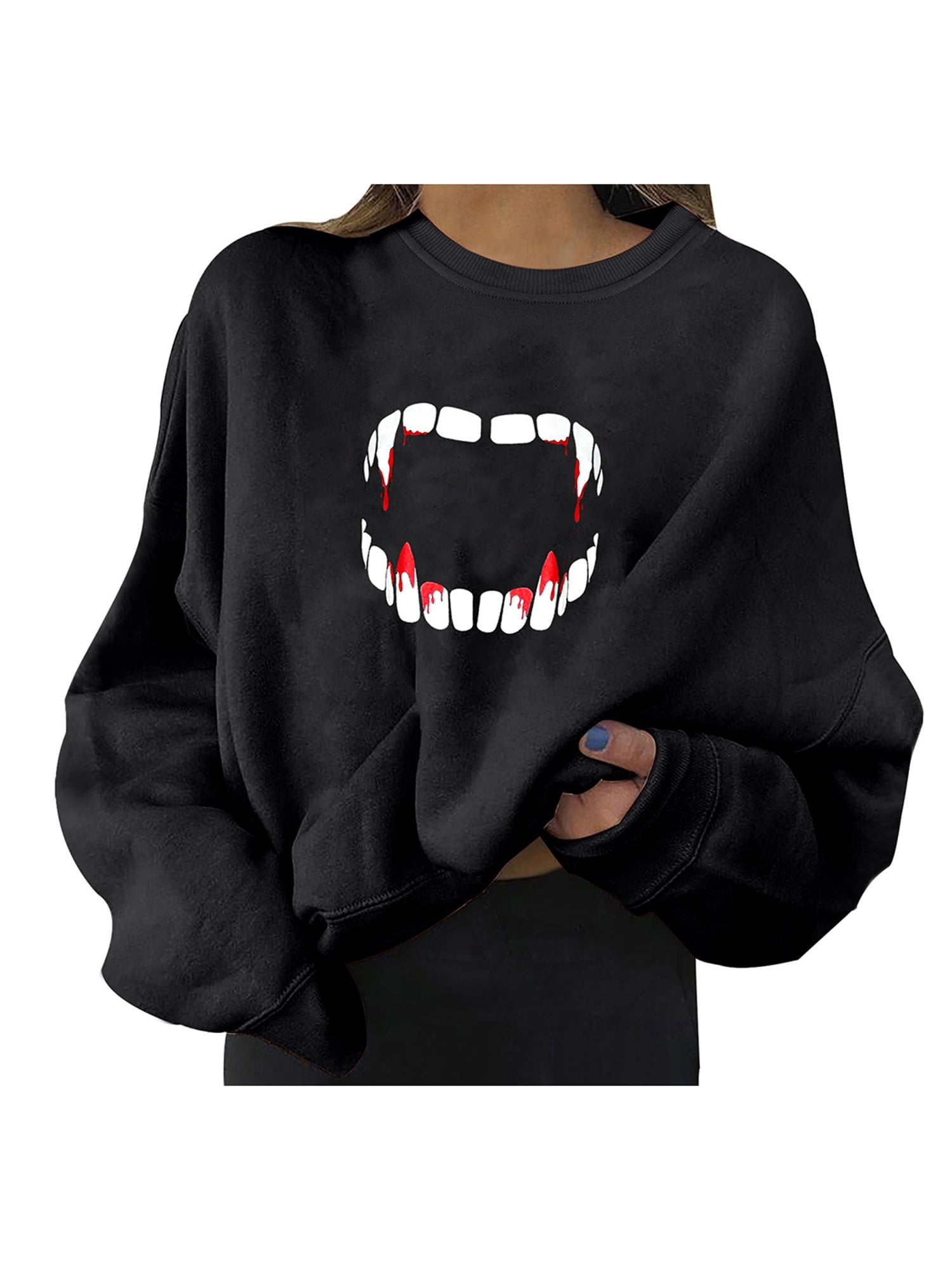 Ladies casual halloween devil print sweatshirt deals