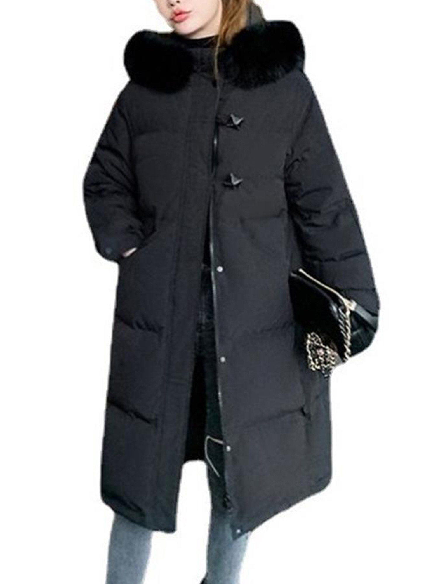 UPAIRC Womens Winter Thermal Outdoor Loose Padded Long Jackets Hooded