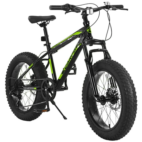 UPANBIKE 20 Inch Fat Tire Mountain Bike 4'' Wide Wheels 7-Speed Dual Disc Brakes High Carbon Steel Frame Front Suspension Snow Beach Trail Bike for Men & Women
