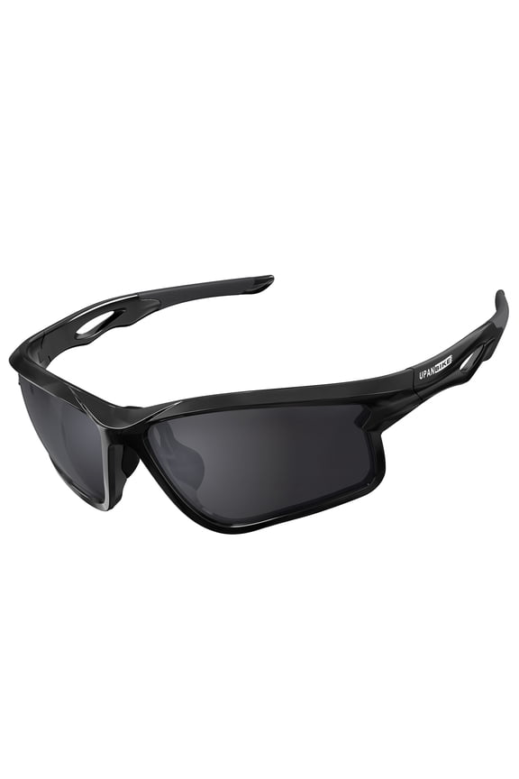 Bike Cycling Polarized Sunglasses Anti-UV400 Sports Sunglasses TR90 Unbreakable Frame PC Lens Adult Unisex Goggles, Glossy Black Frame/Gray Lens
