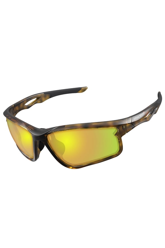 Bike Cycling Polarized Sunglasses Anti-UV400 Sports Sunglasses TR90 Unbreakable Frame PC Lens Adult Unisex Goggles, Glossy Tortoiseshell Frame/Black Lens