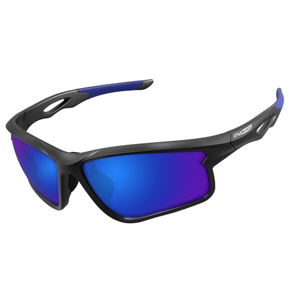 UPANBIKE Bike Cycling Polarized Sunglasses Anti-UV400 Sports Sunglasses TR90 Unbreakable Frame PC Lens Adult Unisex Goggles, Matte Black Frame/Blue Lens