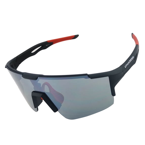 UPANBIKE Bike Cycling Sunglasses Sports Sunglasses Anti-UV400 Large Size Lens TR90 Unbreakable Frame, Matte Black/Red Frame(Silver lens)