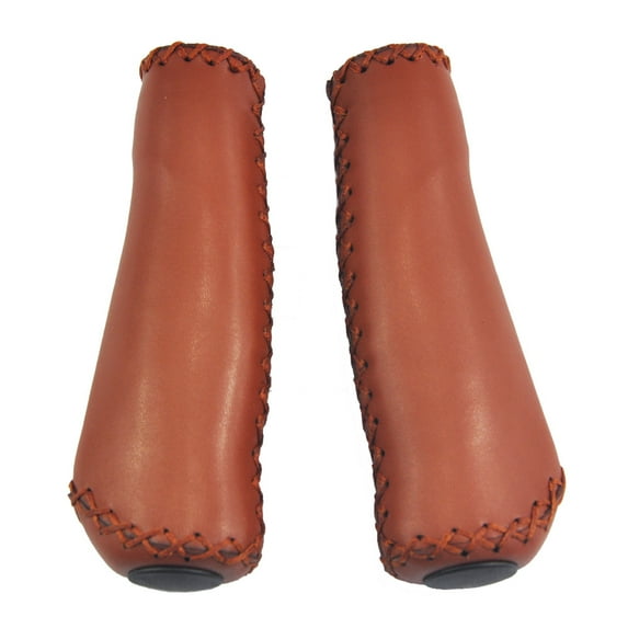 UPANBIKE Bike Handlebar Grips Ergonomic Design Handmade Sewing Push On Leather,Brown